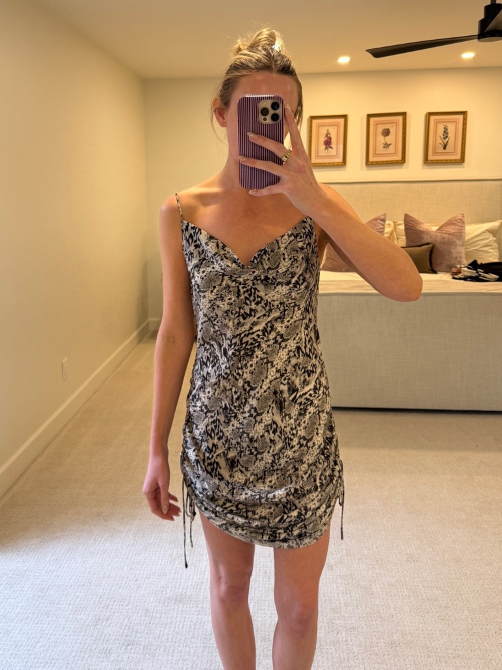 Free People Snake-Print Mini Slip Dress